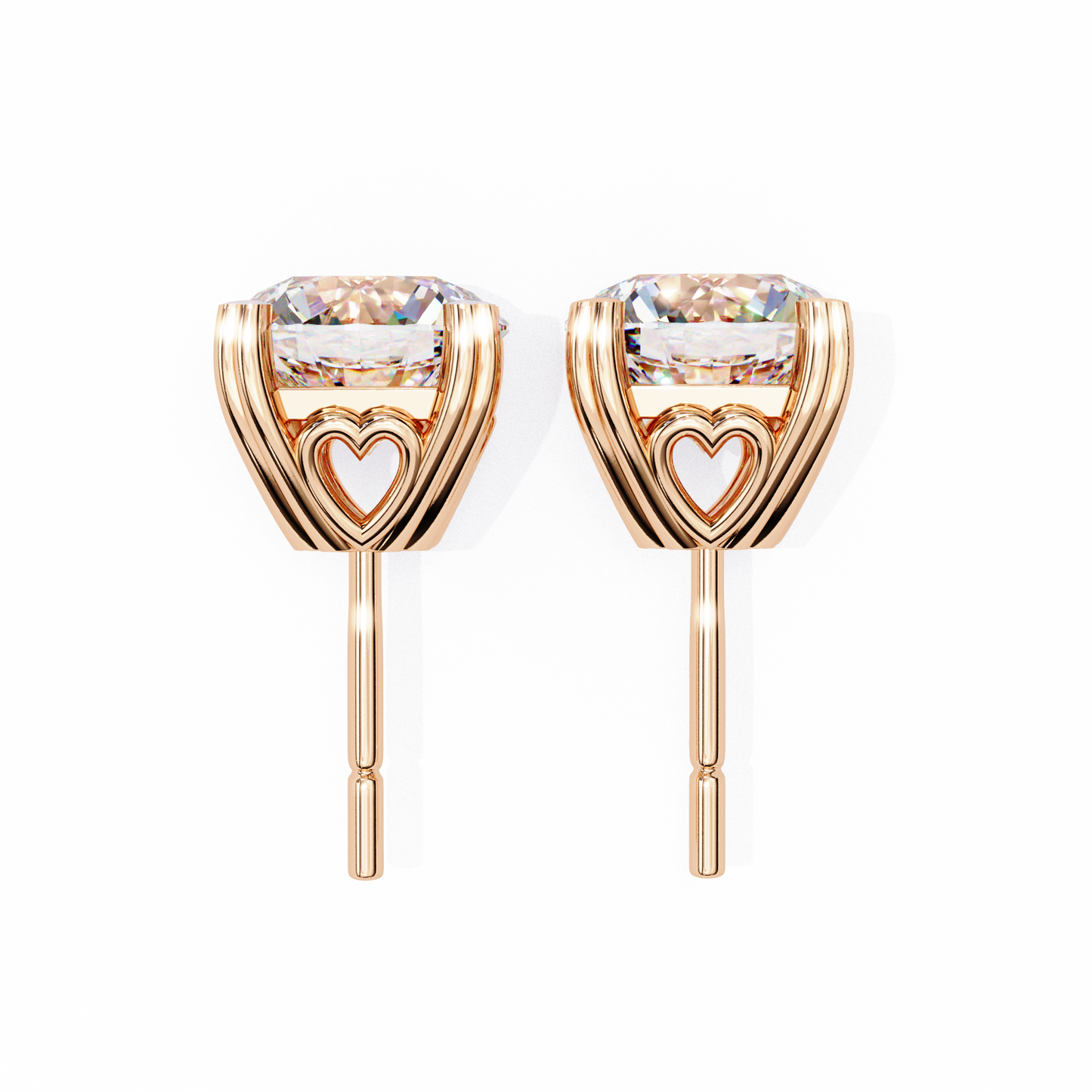 10K Rose Gold Lab Grown Diamond Solitaire Stud Earrings 2.50 ctw DAE-128