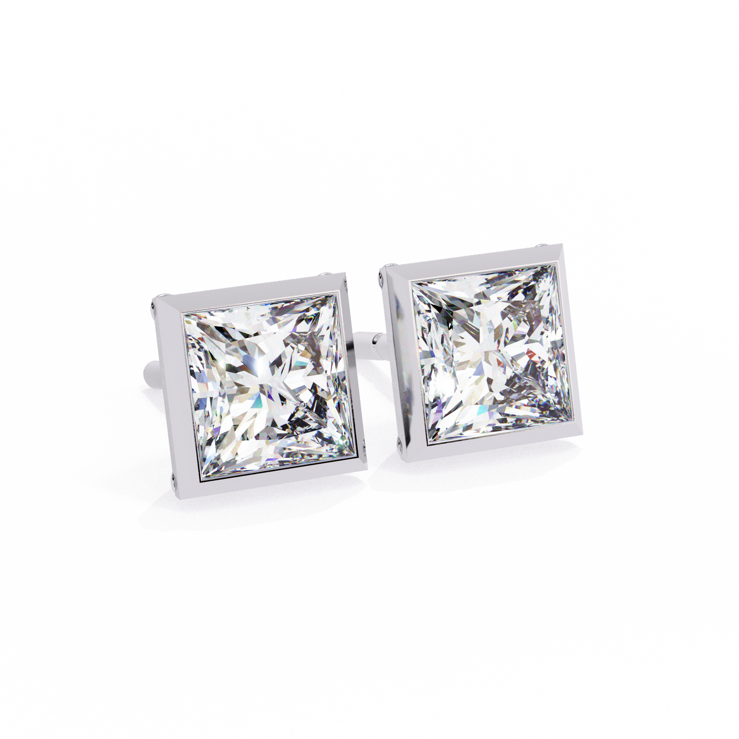 14K White Gold Lab Grown Diamond Solitaire Stud Earrings 1.75 ctw DAE-127