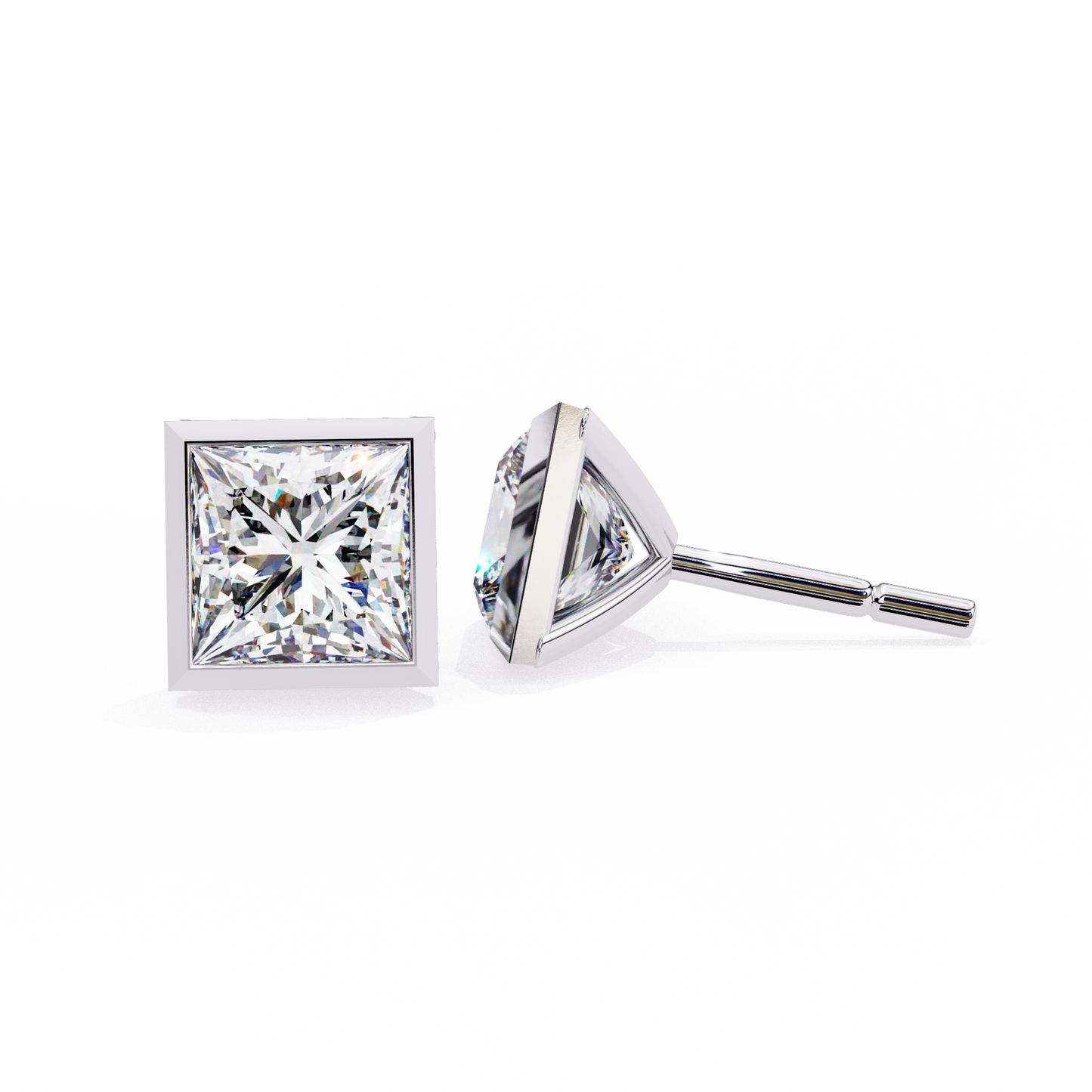 14K White Gold Lab Grown Diamond Solitaire Stud Earrings 1.75 ctw DAE-127