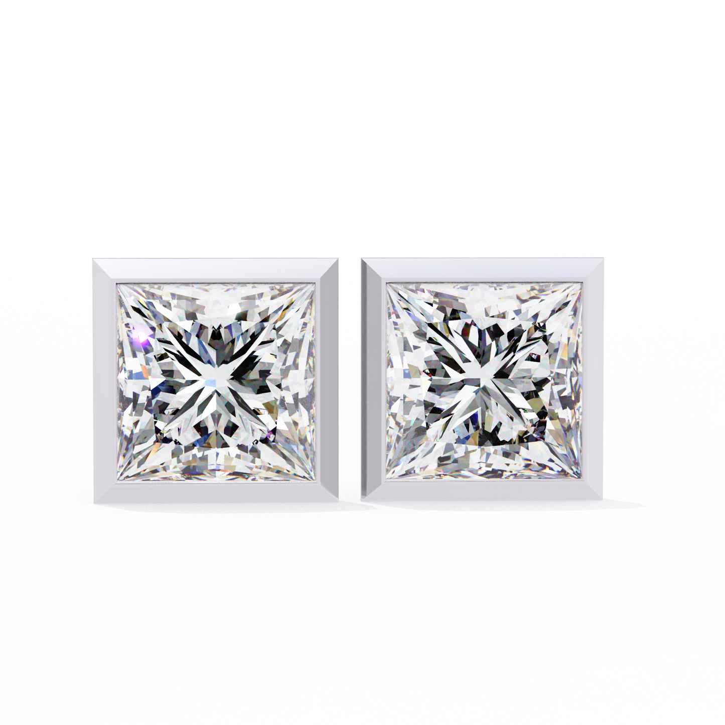 14K White Gold Lab Grown Diamond Solitaire Stud Earrings 1.75 ctw DAE-127