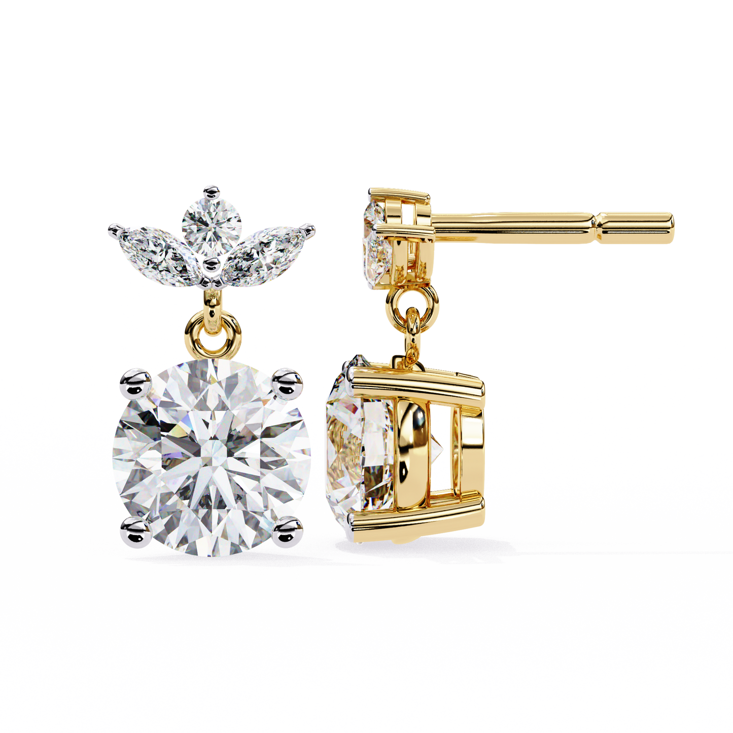 18K Yellow Gold Lab Grown Diamond Drop Earrings 2.00 ctw DAE-163