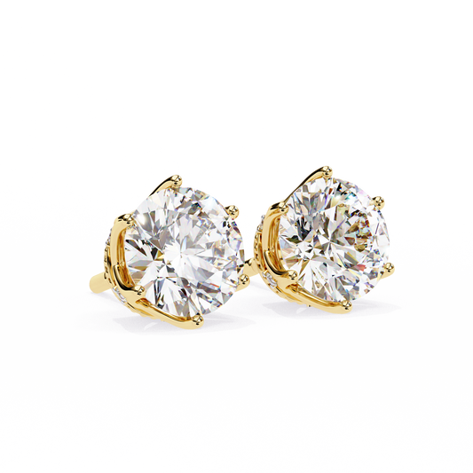 18K Yellow Gold Lab Grown Diamond Halo Earrings 2.60 ctw DAE-139