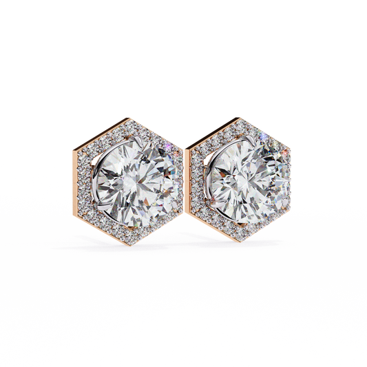 18K Rose Gold Lab Grown Diamond Halo Earrings 2.10 ctw DAE-140