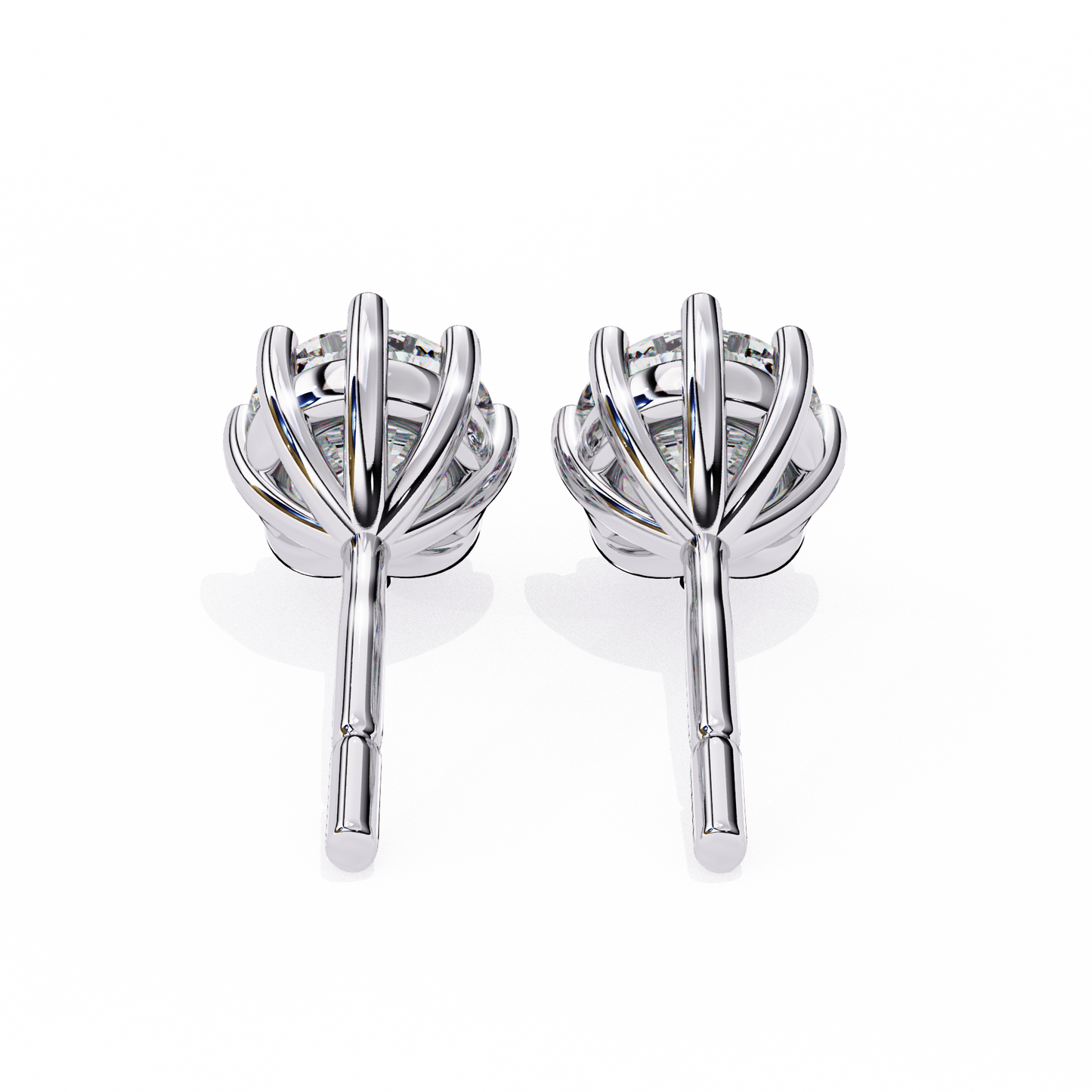 10K White Gold Lab Grown Diamond Solitaire Stud Earrings 2.55 ctw DAE-126