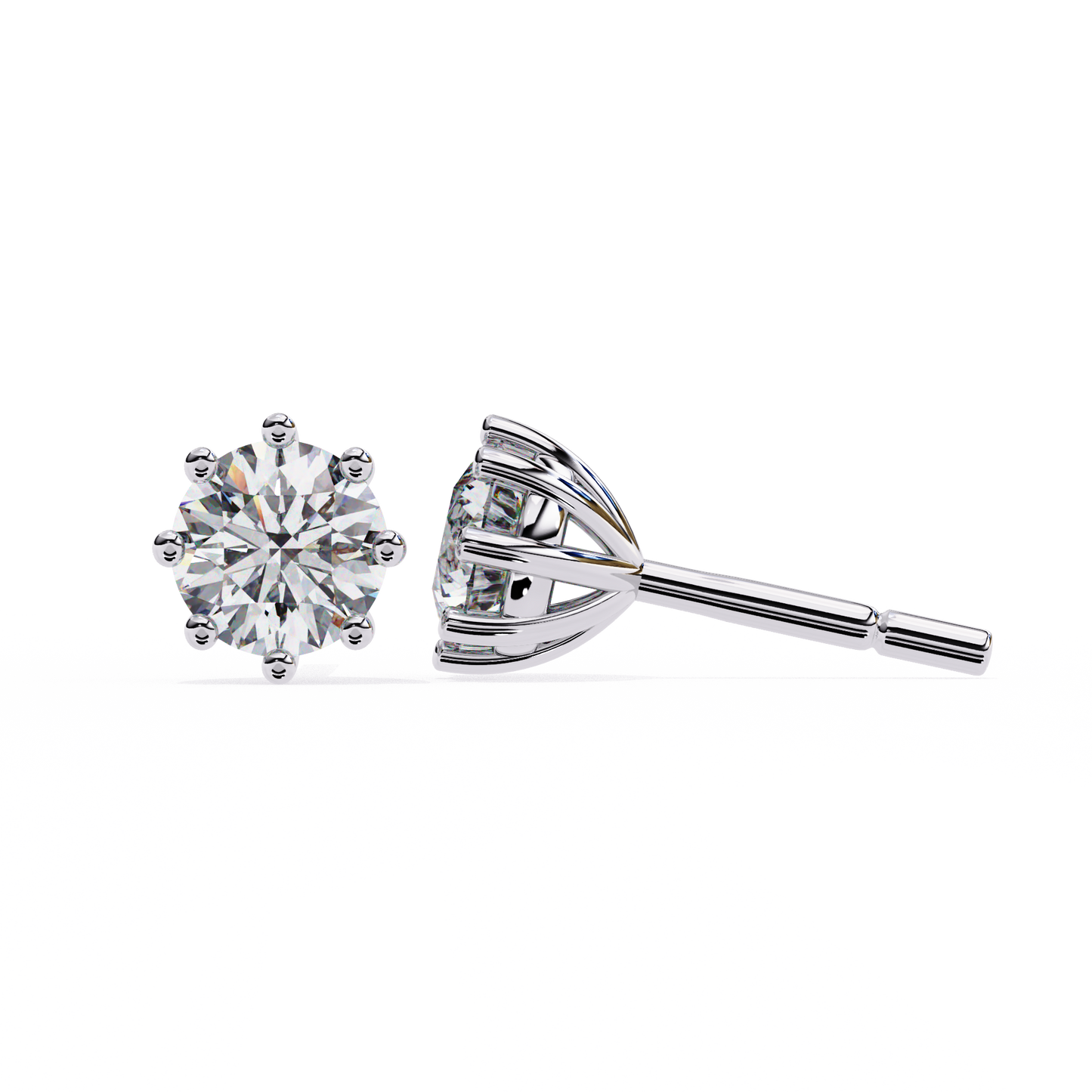 10K White Gold Lab Grown Diamond Solitaire Stud Earrings 2.55 ctw DAE-126