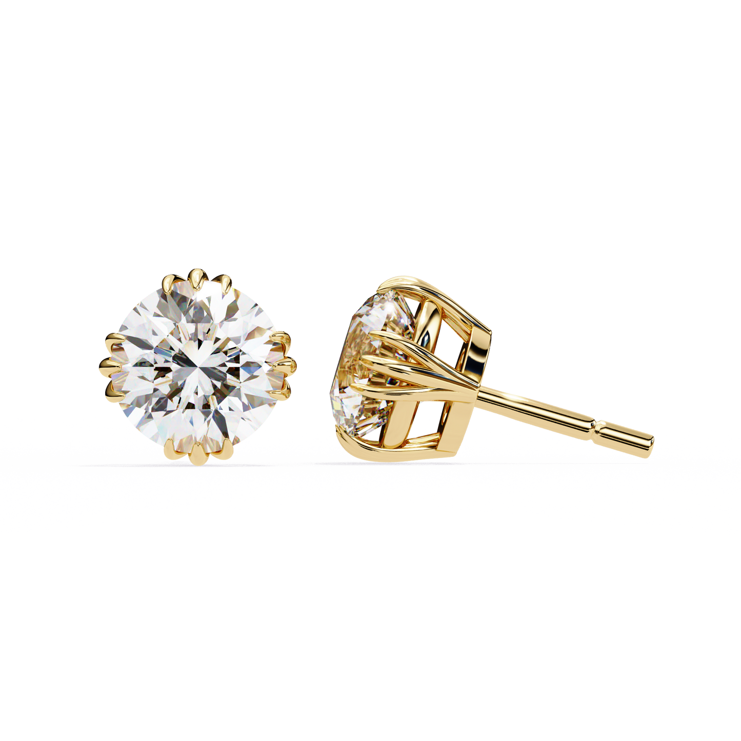 14K Yellow Gold Lab Grown Diamond Solitaire Stud Earrings 2.80 ctw DAE-123