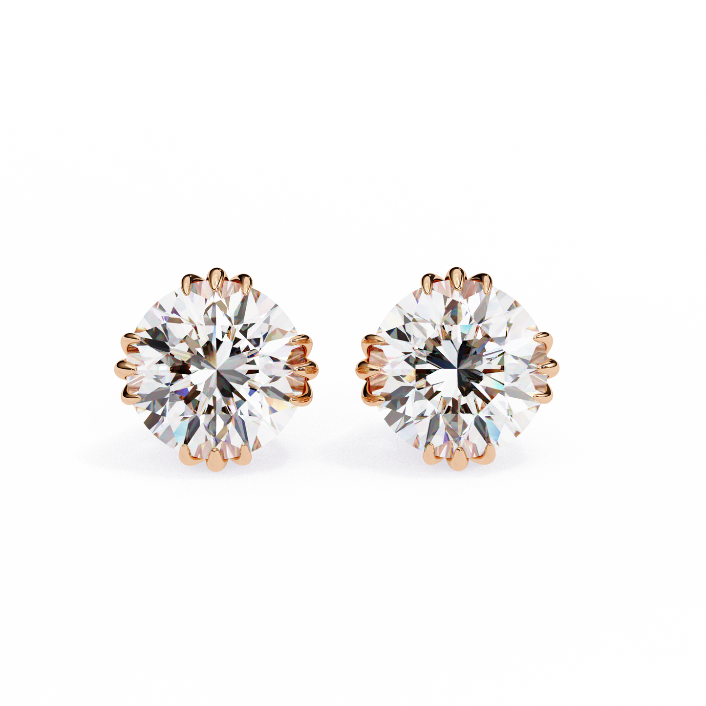 10K Rose Gold Lab Grown Diamond Solitaire Stud Earrings 2.80 ctw DAE-123
