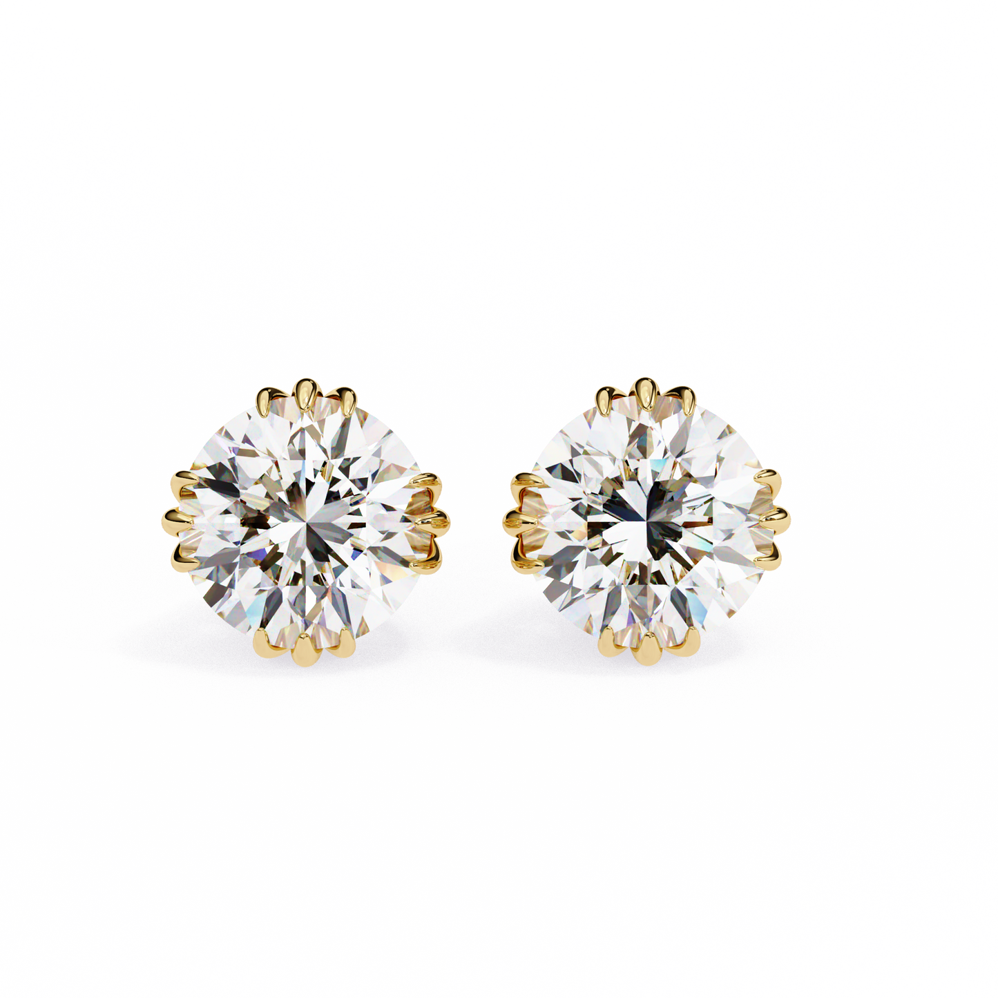 18K Yellow Gold Lab Grown Diamond Solitaire Stud Earrings 2.80 ctw DAE-123