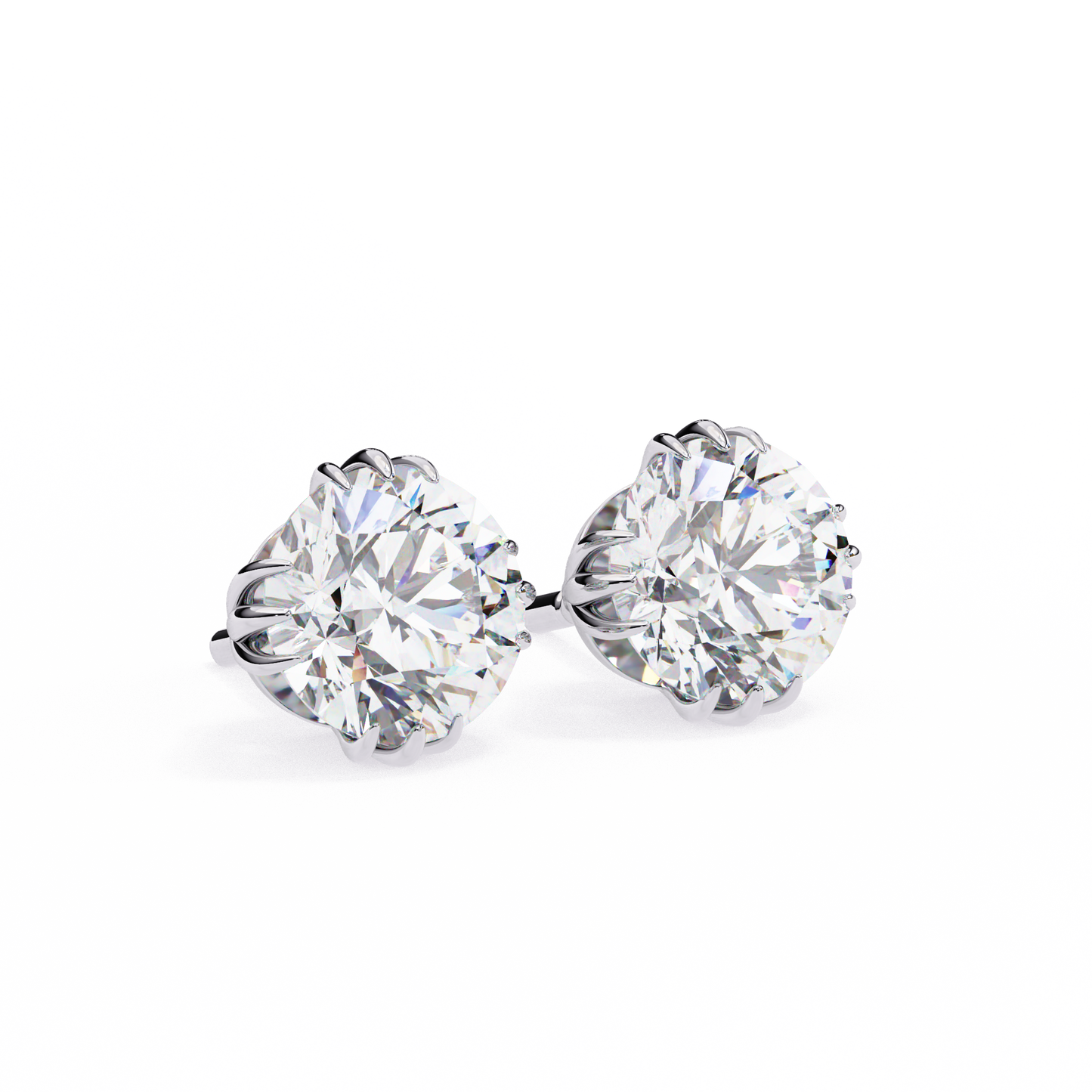18K White Gold Lab Grown Diamond Solitaire Stud Earrings 2.80 ctw DAE-123