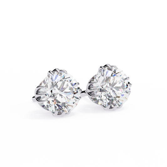 18K White Gold Lab Grown Diamond Solitaire Stud Earrings 2.80 ctw DAE-123
