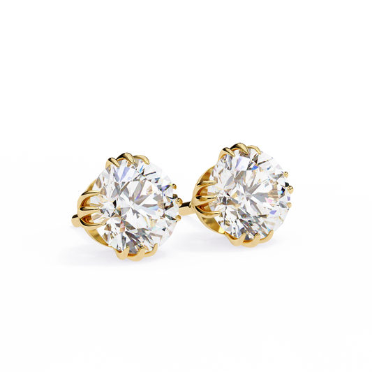18K Yellow Gold Lab Grown Diamond Solitaire Stud Earrings 2.80 ctw DAE-123