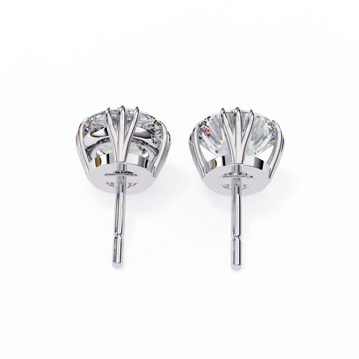 18K White Gold Lab Grown Diamond Solitaire Stud Earrings 2.80 ctw DAE-123
