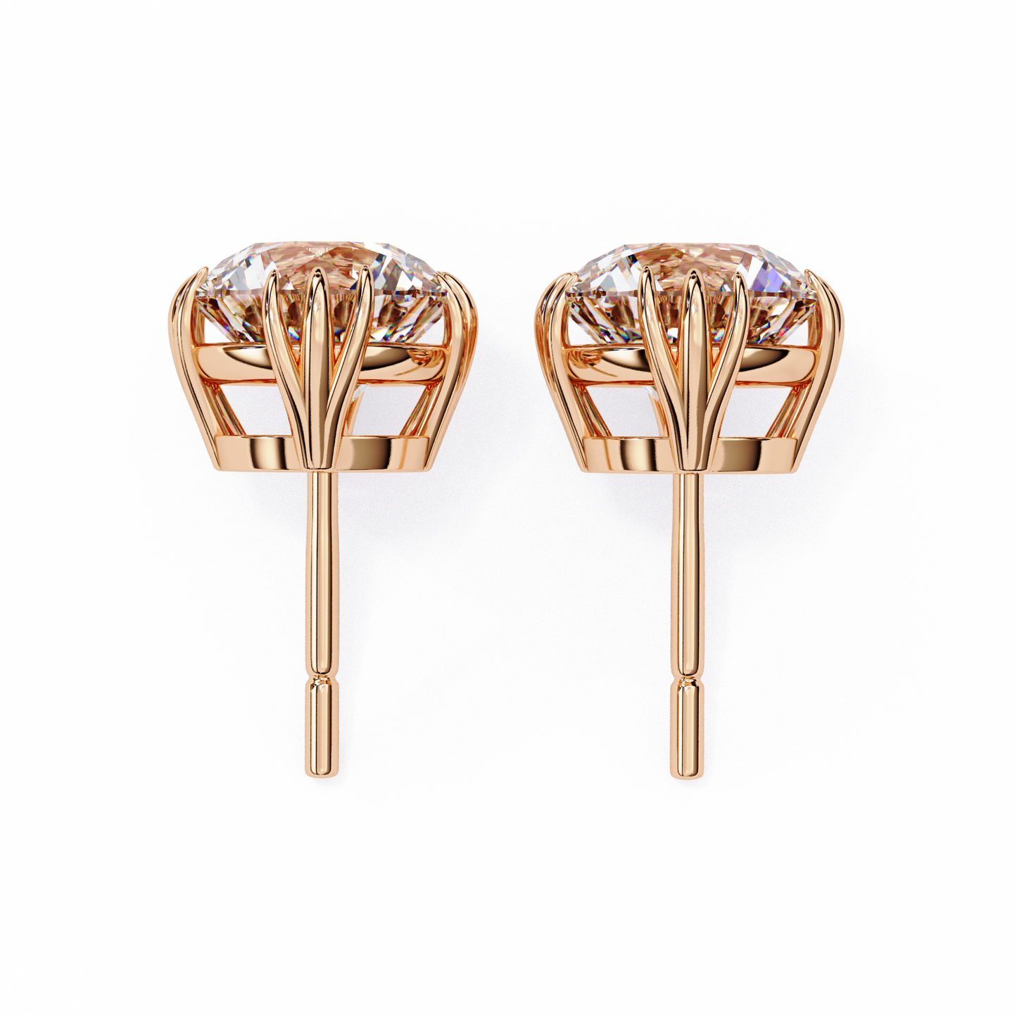 10K Rose Gold Lab Grown Diamond Solitaire Stud Earrings 2.80 ctw DAE-123