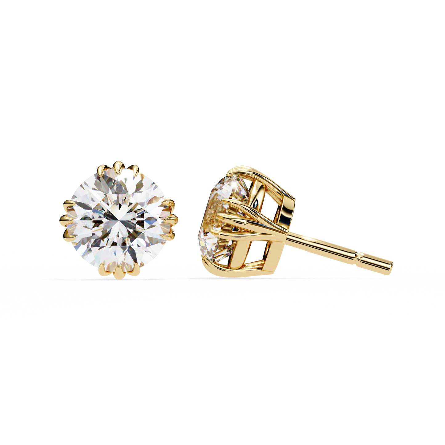 18K Yellow Gold Lab Grown Diamond Solitaire Stud Earrings 2.80 ctw DAE-123