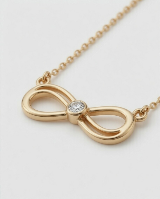 Infinity Love Diamond Pendant 18K Yellow Gold