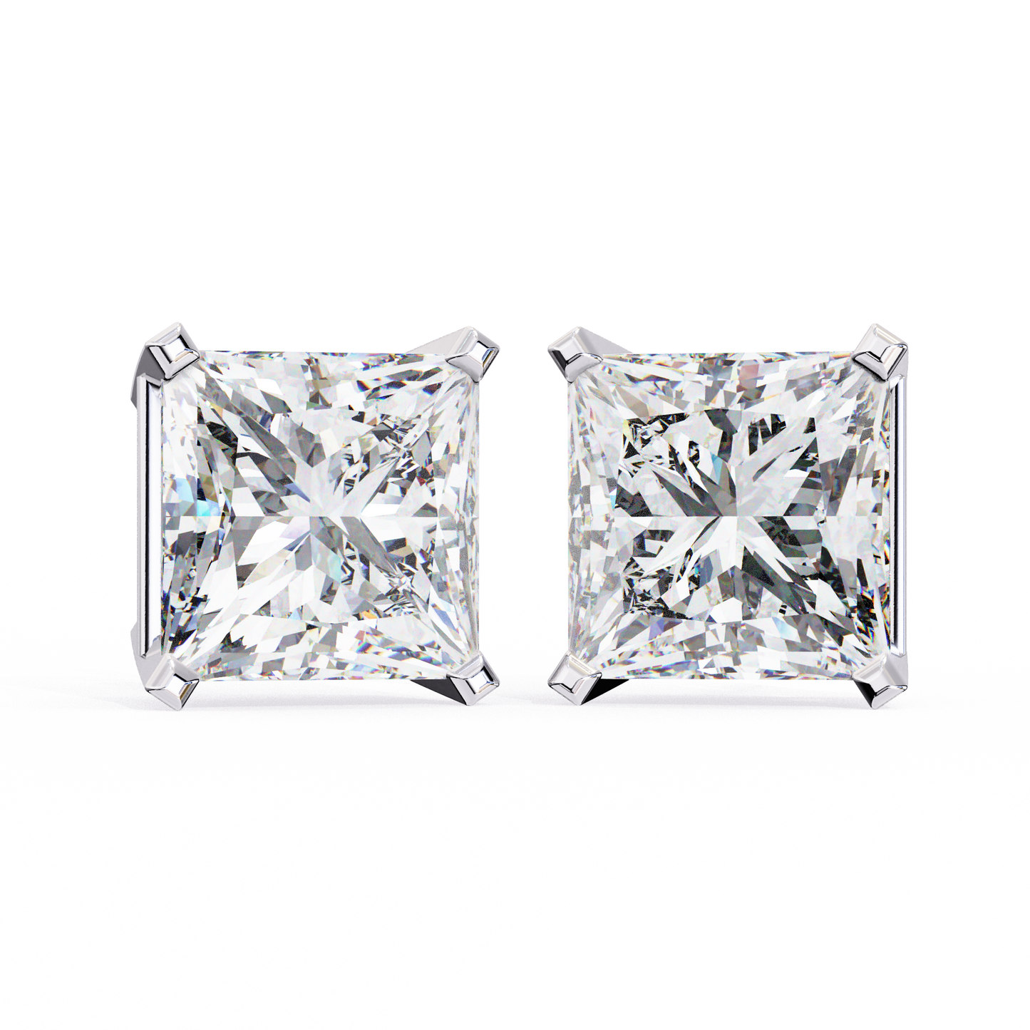 18K White Gold Lab Grown Diamond Solitaire Stud Earrings 3.00 ctw DAE-122