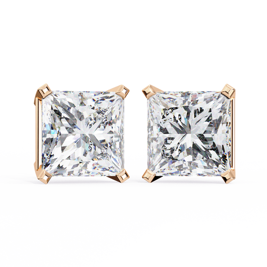 18K Rose Gold Lab Grown Diamond Solitaire Stud Earrings 3.00 ctw DAE-122