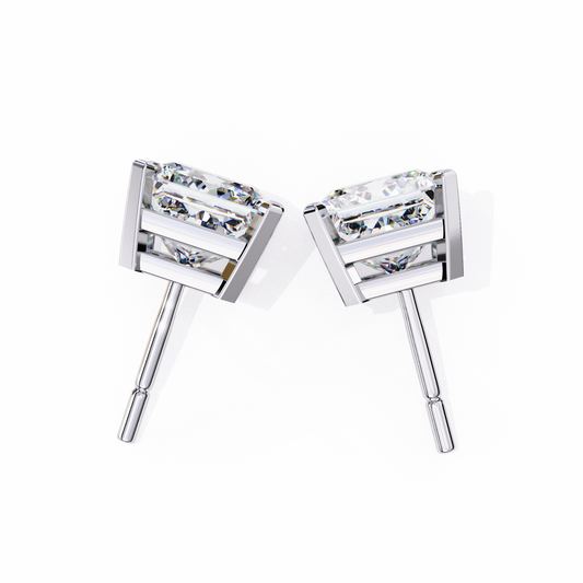 10K White Gold Lab Grown Diamond Solitaire Stud Earrings 3.00 ctw DAE-122