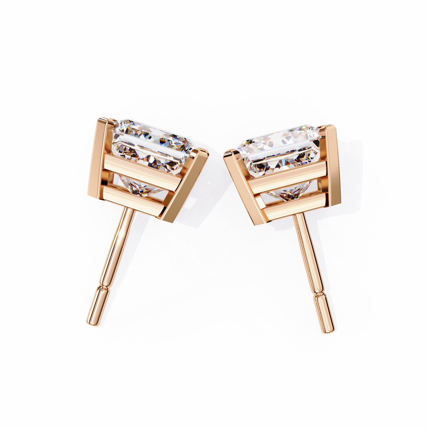 18K Rose Gold Lab Grown Diamond Solitaire Stud Earrings 3.00 ctw DAE-122