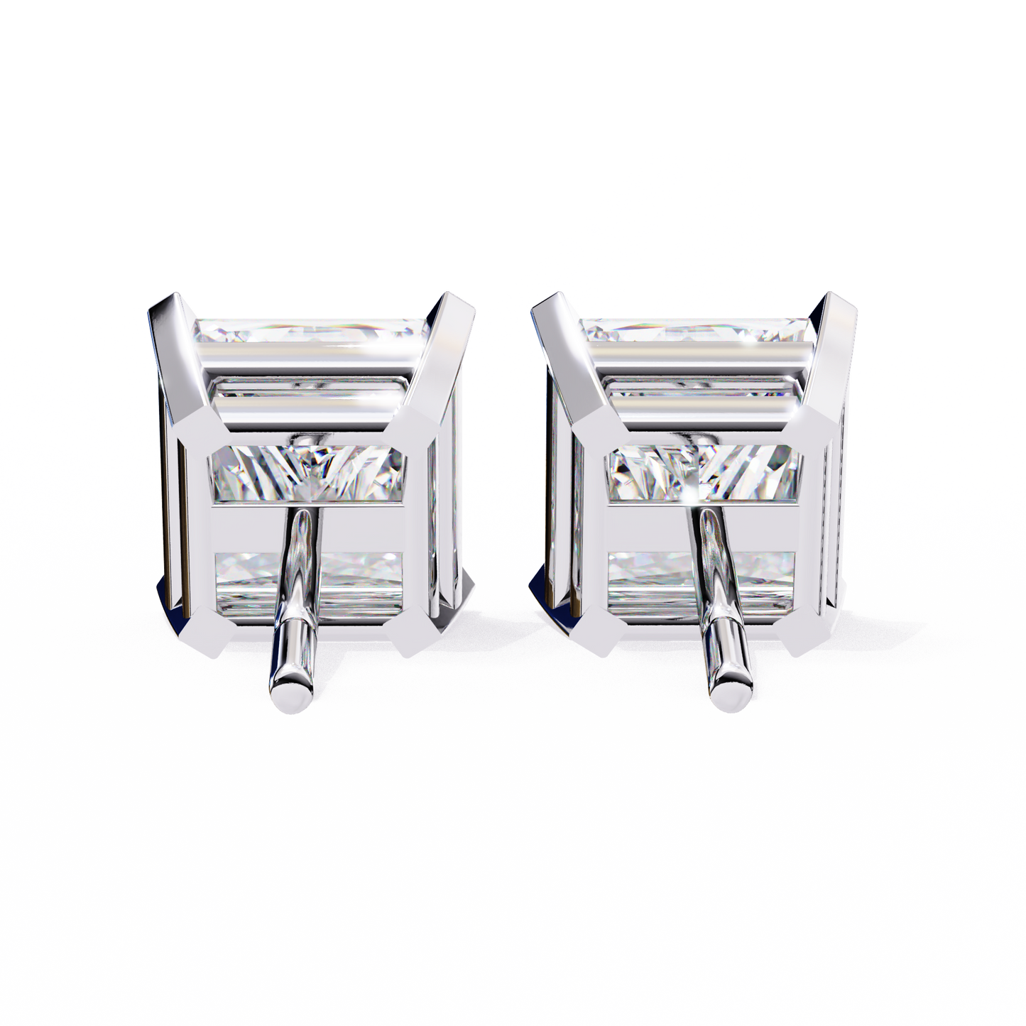 18K White Gold Lab Grown Diamond Solitaire Stud Earrings 3.00 ctw DAE-122