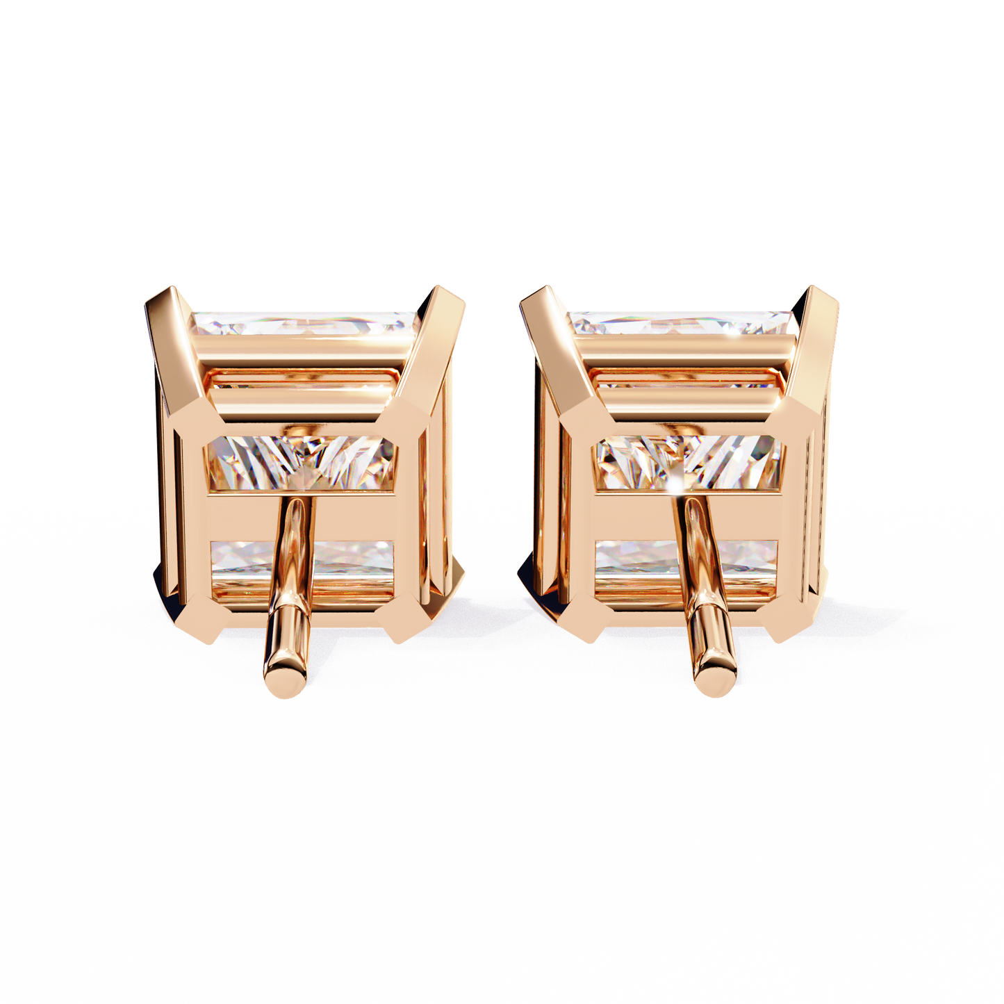 18K Rose Gold Lab Grown Diamond Solitaire Stud Earrings 3.00 ctw DAE-122