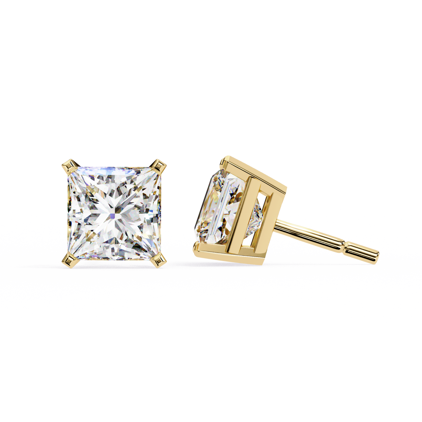18K Yellow Gold Lab Grown Diamond Solitaire Stud Earrings 3.00 ctw DAE-122