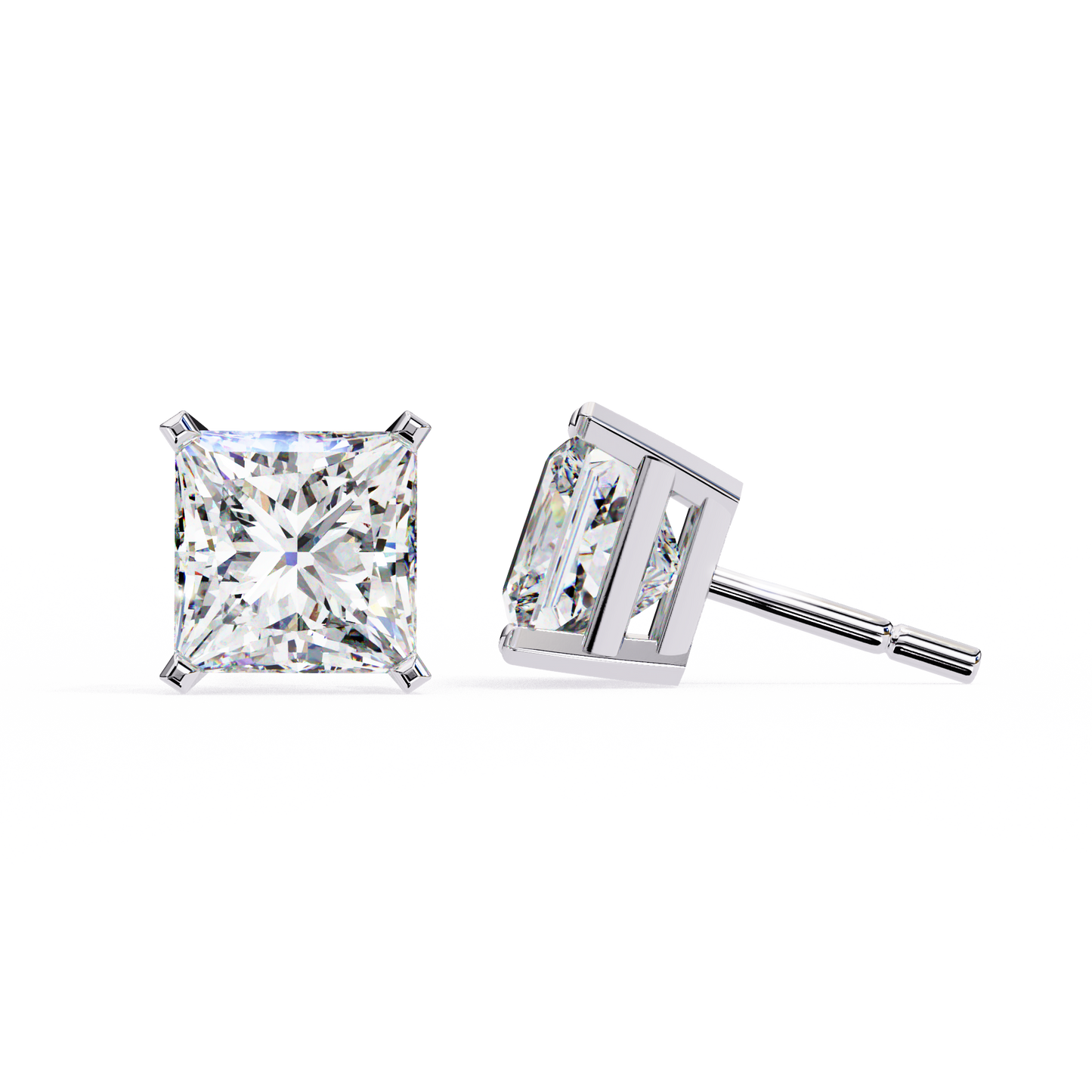 18K White Gold Lab Grown Diamond Solitaire Stud Earrings 3.00 ctw DAE-122