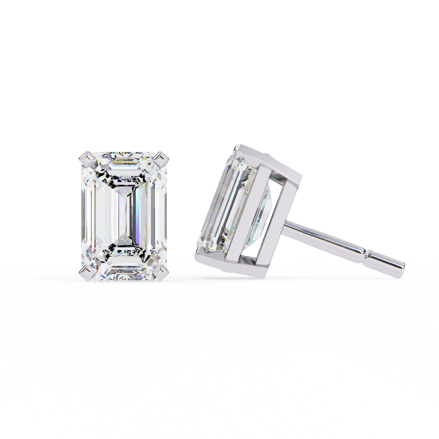14K White Gold Lab Grown Diamond Solitaire Stud Earrings 2.39 ctw DAE-121