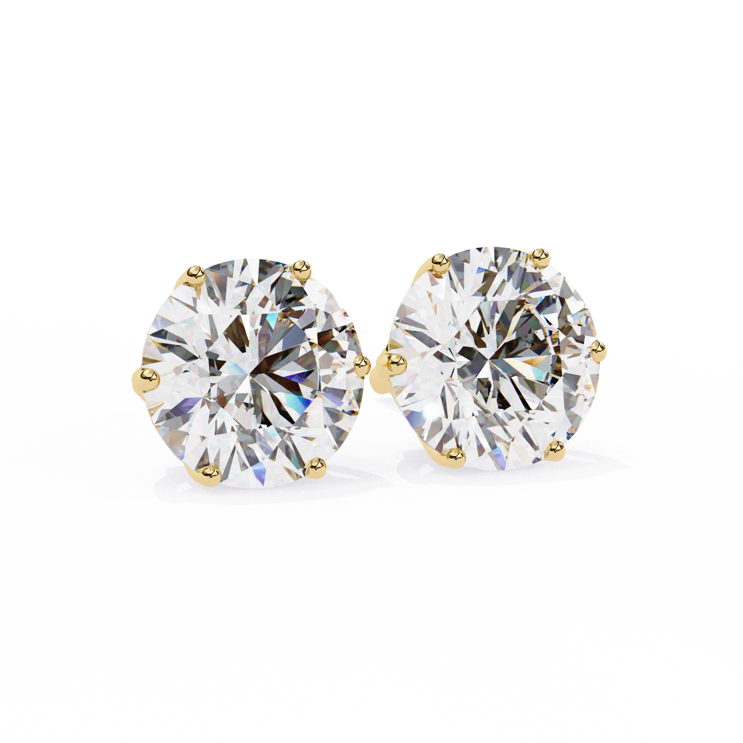 18K Yellow Gold Lab Grown Diamond Solitaire Stud Earrings 2.57 ctw DAE-120