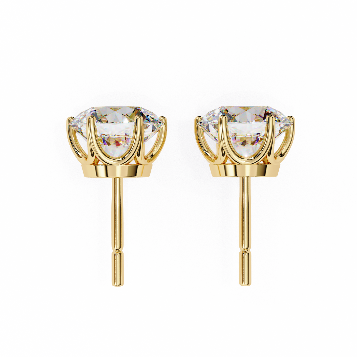 18K Yellow Gold Lab Grown Diamond Solitaire Stud Earrings 2.57 ctw DAE-120