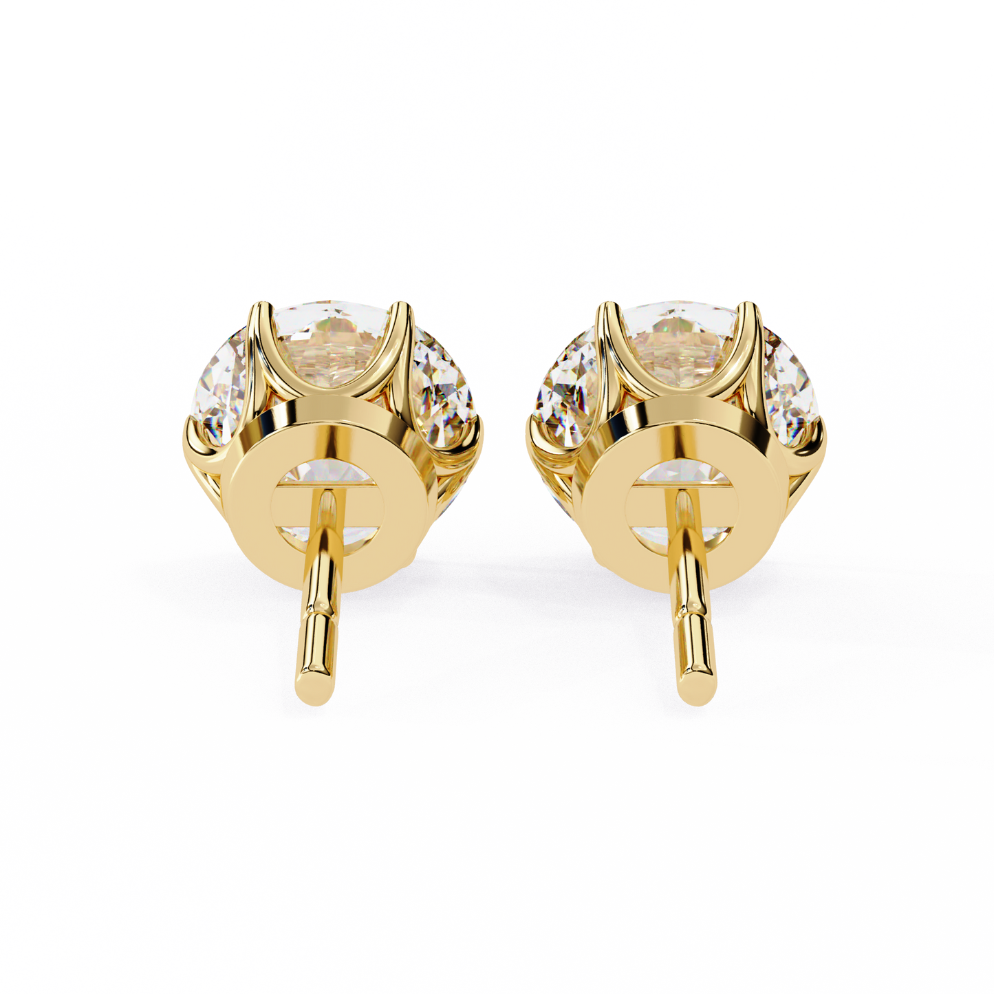 18K Yellow Gold Lab Grown Diamond Solitaire Stud Earrings 2.57 ctw DAE-120