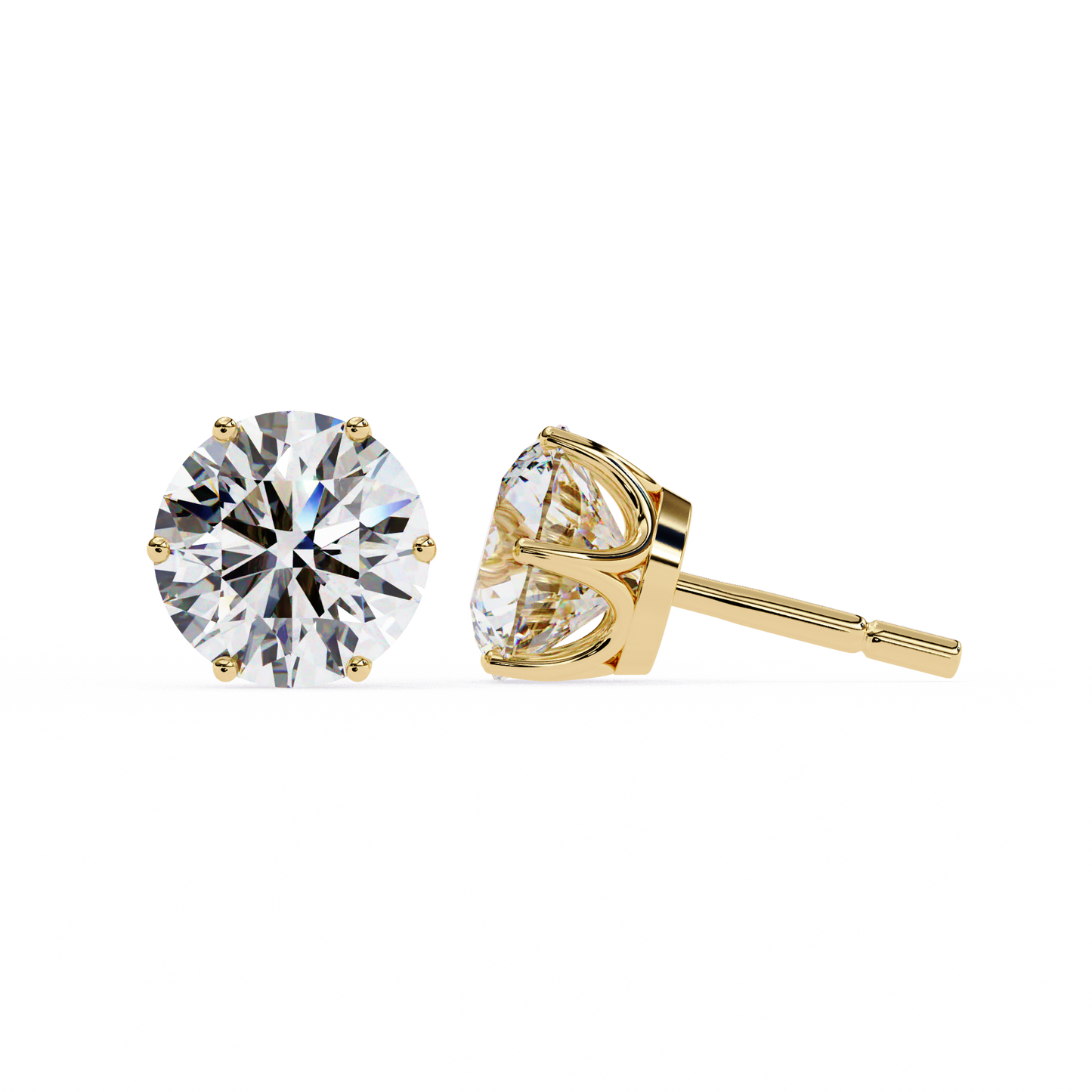 18K Yellow Gold Lab Grown Diamond Solitaire Stud Earrings 2.57 ctw DAE-120