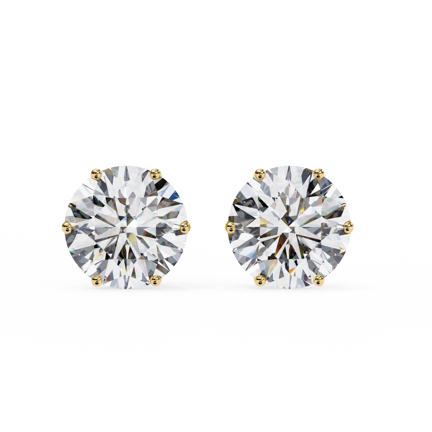 18K Yellow Gold Lab Grown Diamond Solitaire Stud Earrings 2.57 ctw DAE-120