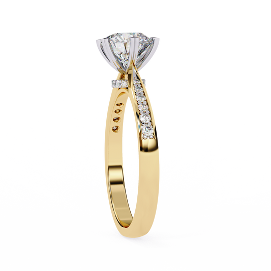 10K Yellow Gold Lab Grown Diamond Side Stone Solitaire Engagement Ring 1.43 ctw DAR-102
