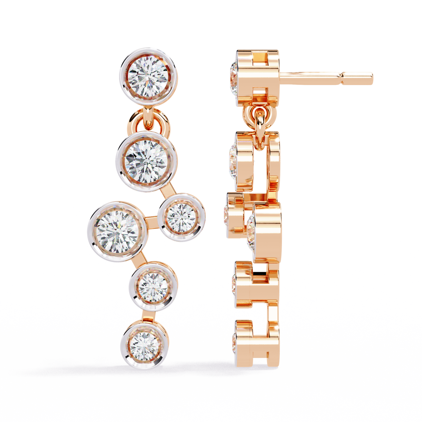 10K Rose Gold Lab Grown Diamond Cluster Drop Earrings 0.39 ctw DAE-169