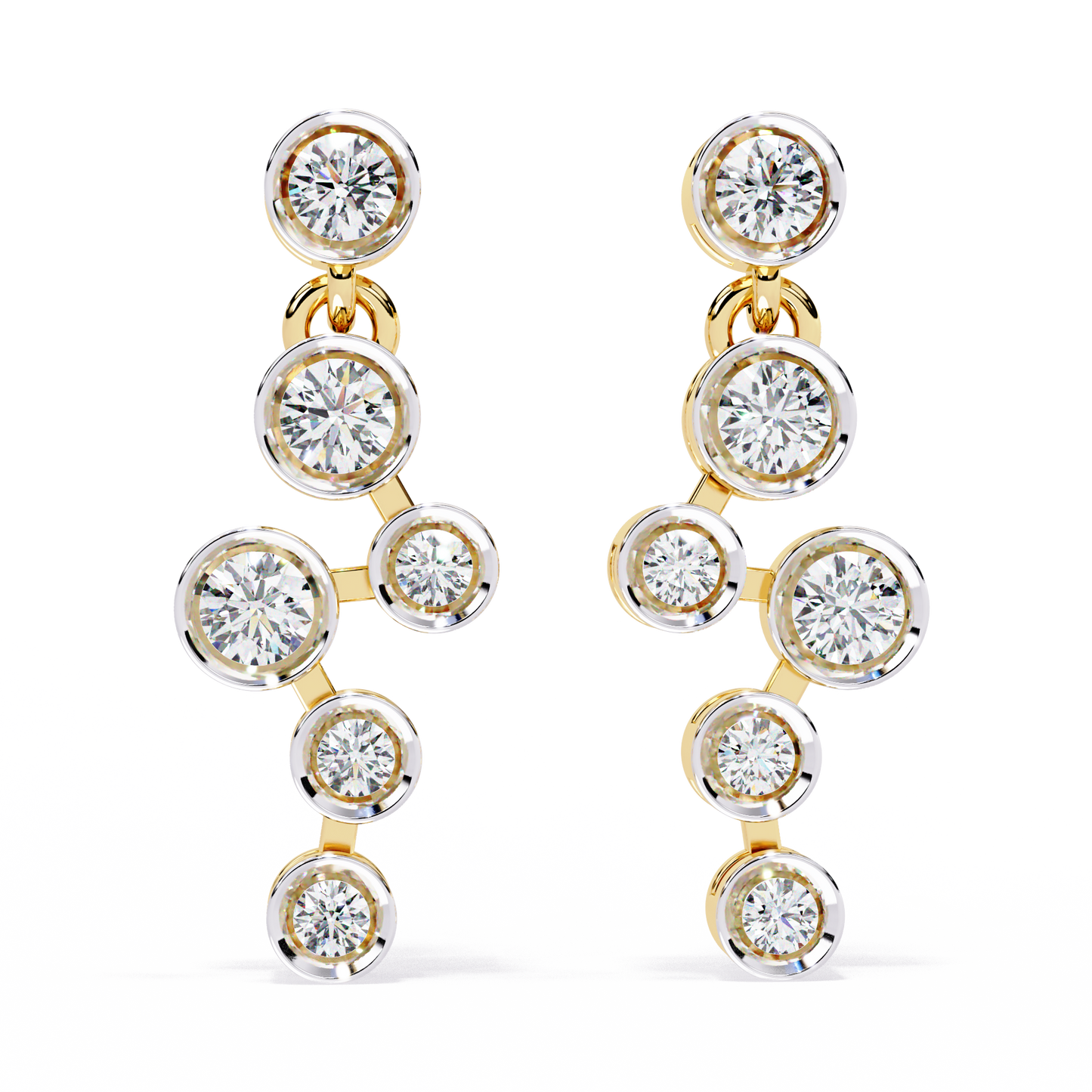 10K Yellow Gold Lab Grown Diamond Cluster Drop Earrings 0.39 ctw DAE-169