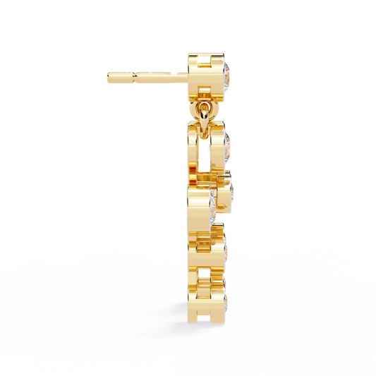 18K Yellow Gold Lab Grown Diamond Cluster Drop Earrings 0.39 ctw DAE-169