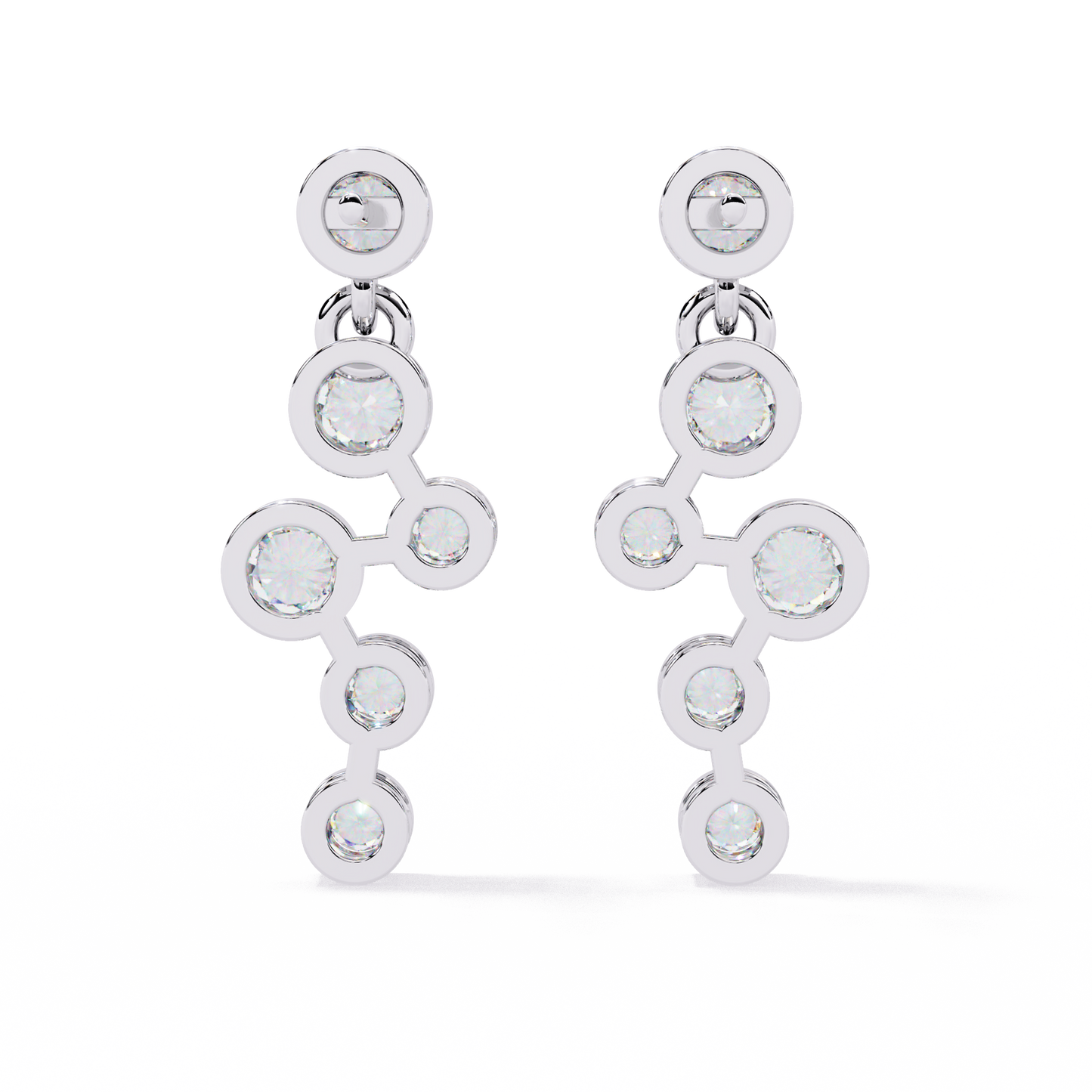 10K White Gold Lab Grown Diamond Cluster Drop Earrings 0.39 ctw DAE-169