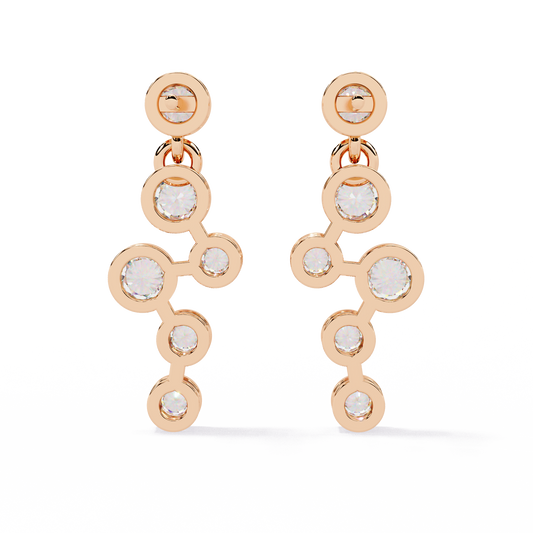 10K Rose Gold Lab Grown Diamond Cluster Drop Earrings 0.39 ctw DAE-169