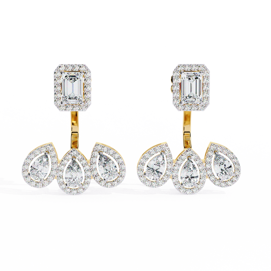 18K Yellow Gold Lab Grown Diamond Halo Earrings 3.60 ctw DAE-168