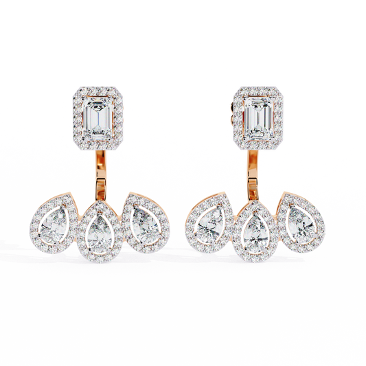 18K Rose Gold Lab Grown Diamond Halo Earrings 3.60 ctw DAE-168