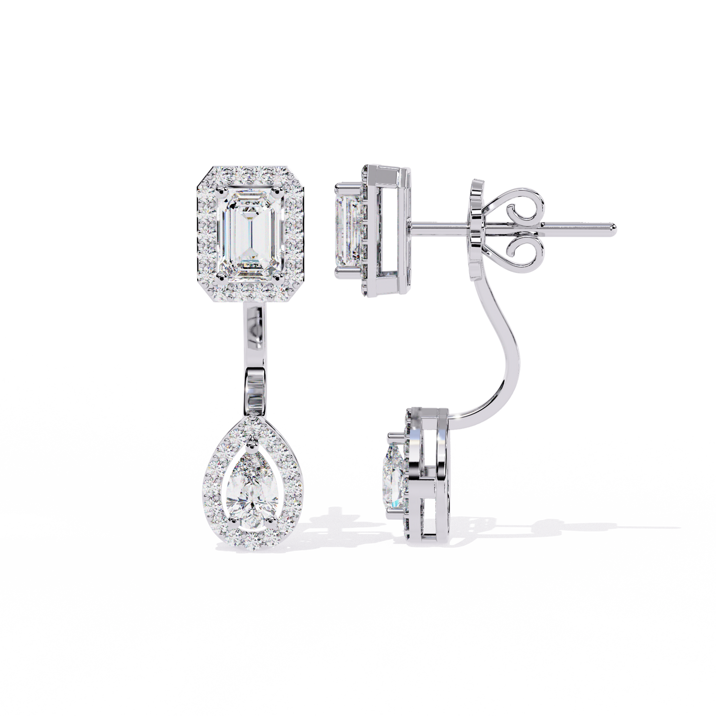 10K White Gold Lab Grown Diamond Halo Earrings 2.12 ctw DAE-166