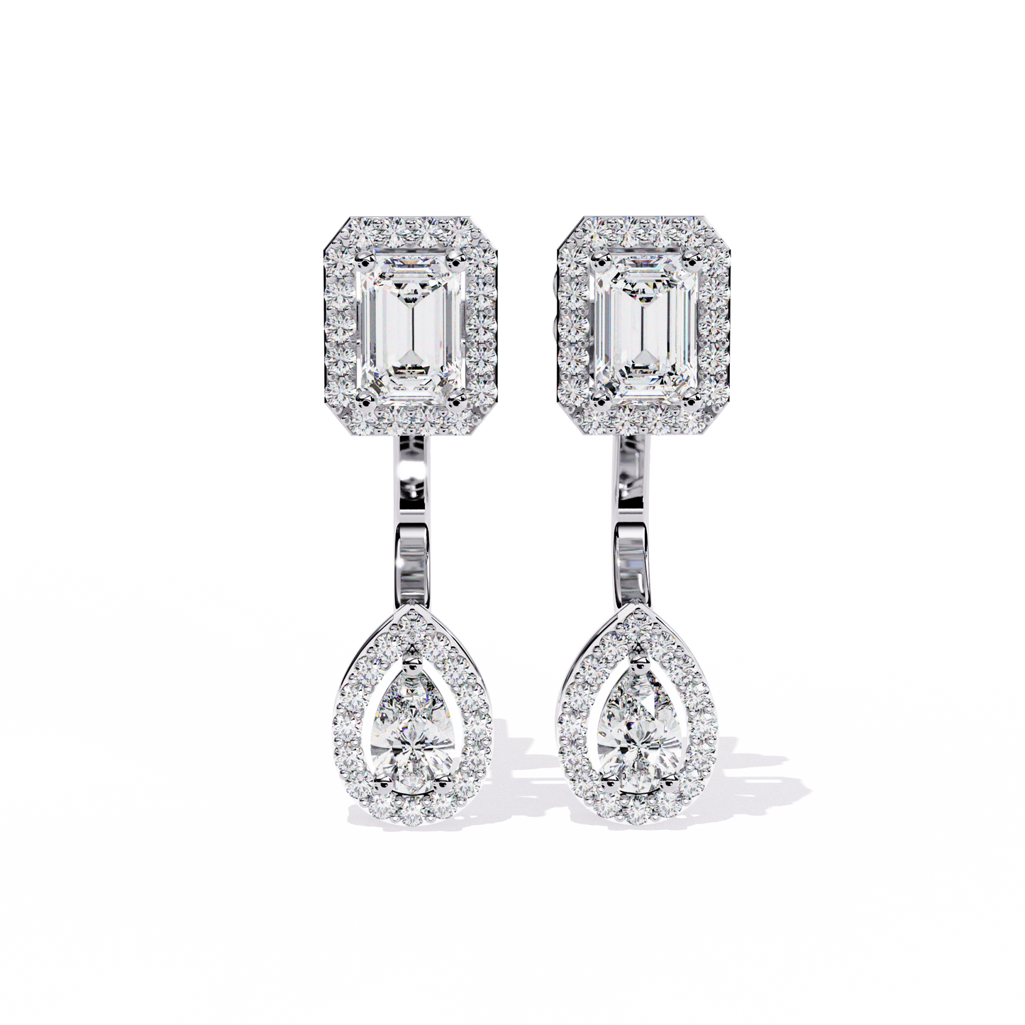 10K White Gold Lab Grown Diamond Halo Earrings 2.12 ctw DAE-166