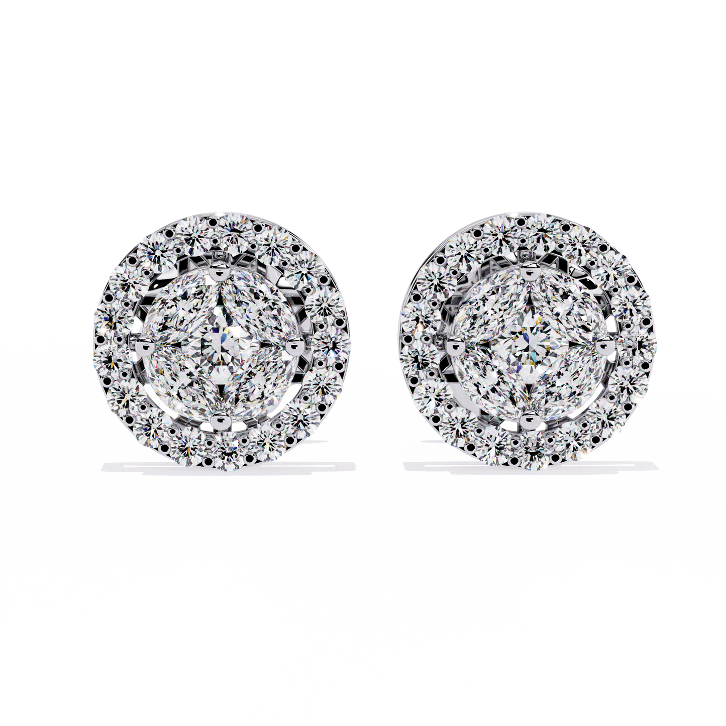 18K White Gold Lab Grown Diamond Halo Earrings 1.50 ctw DAE-149