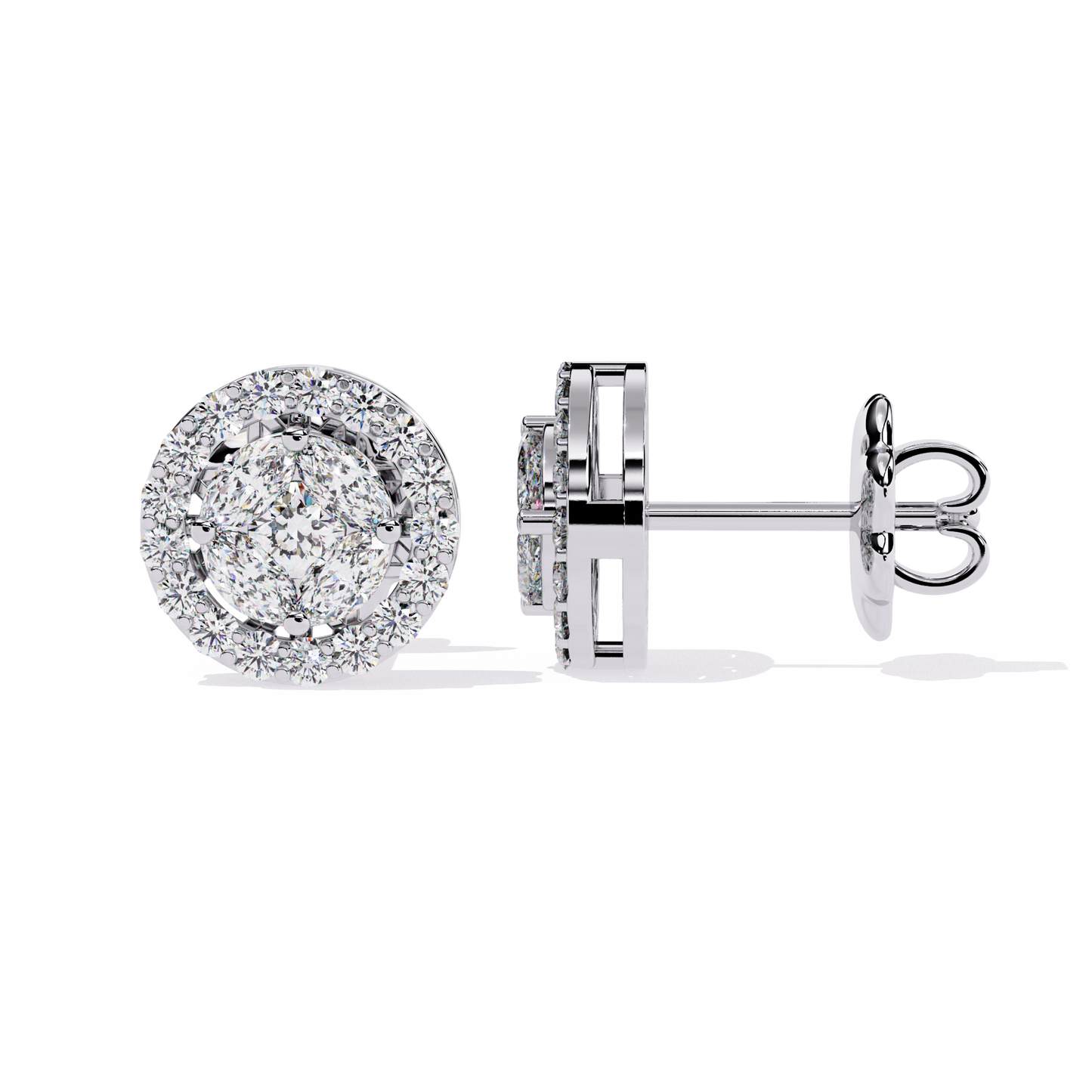 18K White Gold Lab Grown Diamond Halo Earrings 1.50 ctw DAE-149