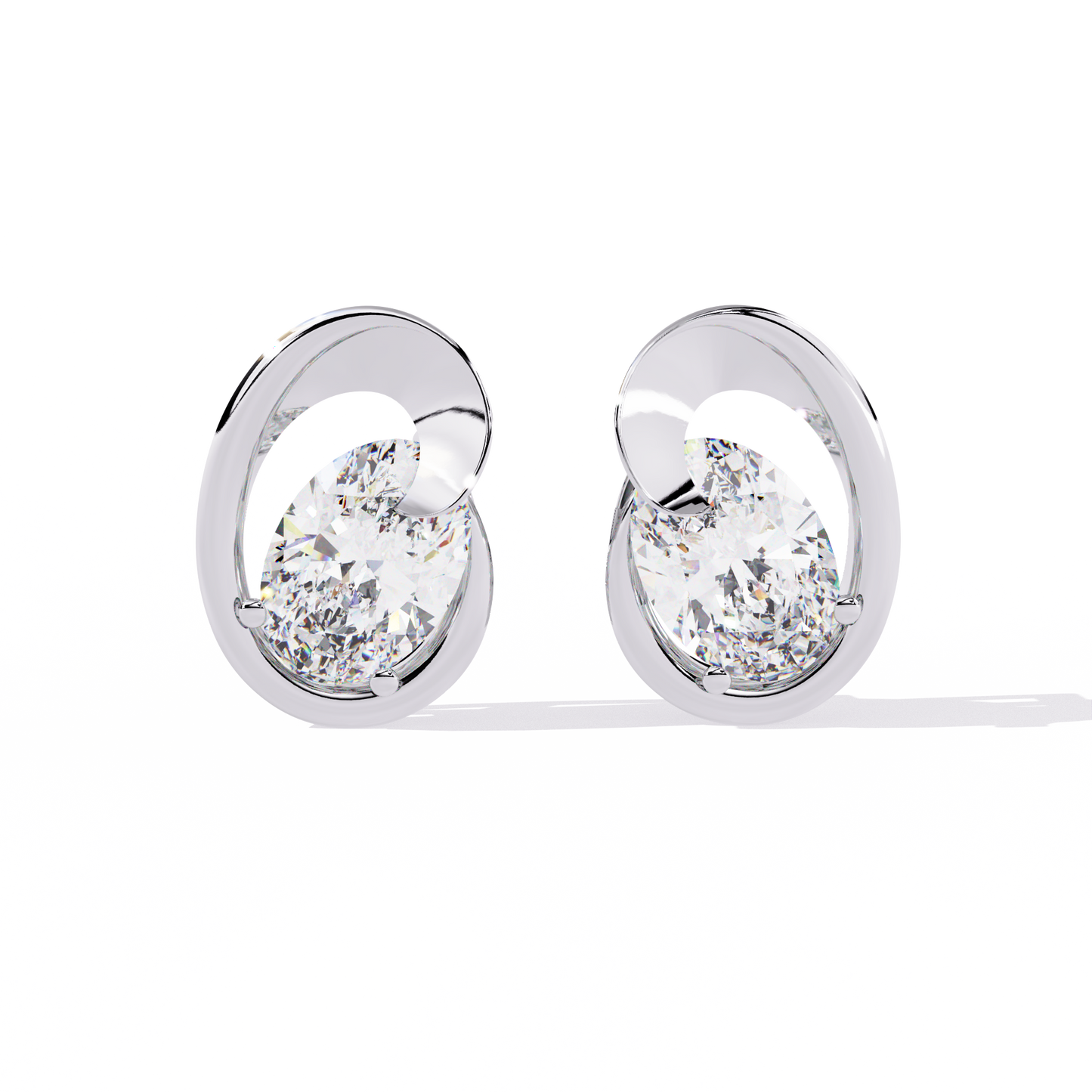 18K White Gold Lab Grown Diamond Solitaire Stud Earrings 1.30 ctw DAE-138