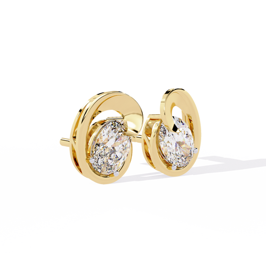 14K Yellow Gold Lab Grown Diamond Solitaire Stud Earrings 1.30 ctw DAE-138