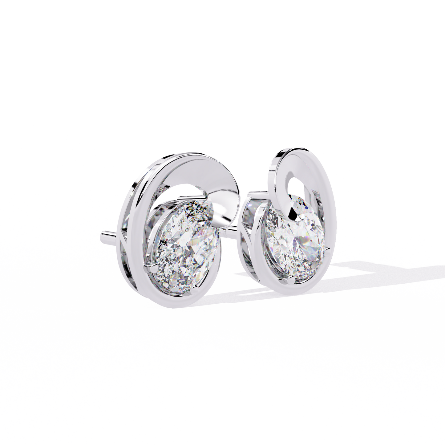 18K White Gold Lab Grown Diamond Solitaire Stud Earrings 1.30 ctw DAE-138