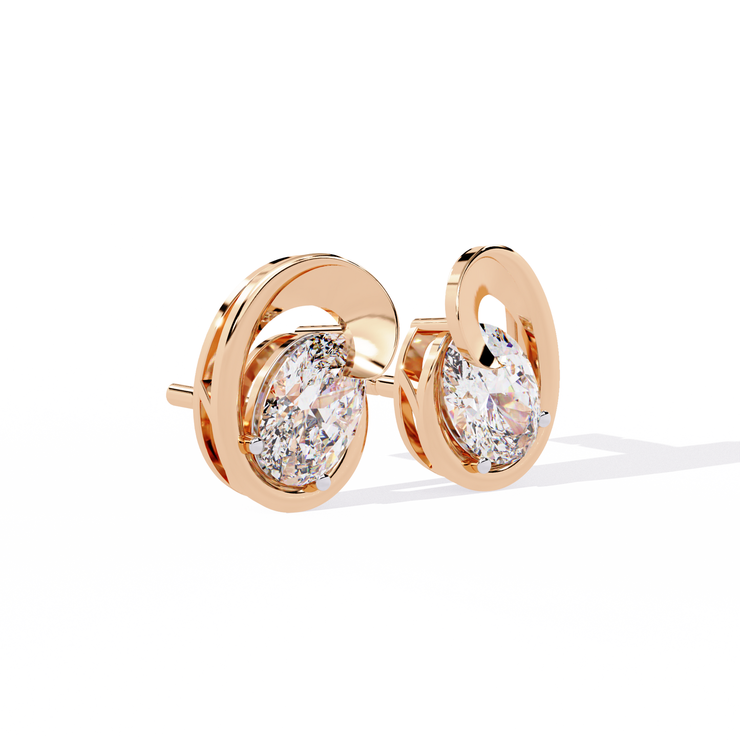 18K Rose Gold Lab Grown Diamond Solitaire Stud Earrings 1.30 ctw DAE-138