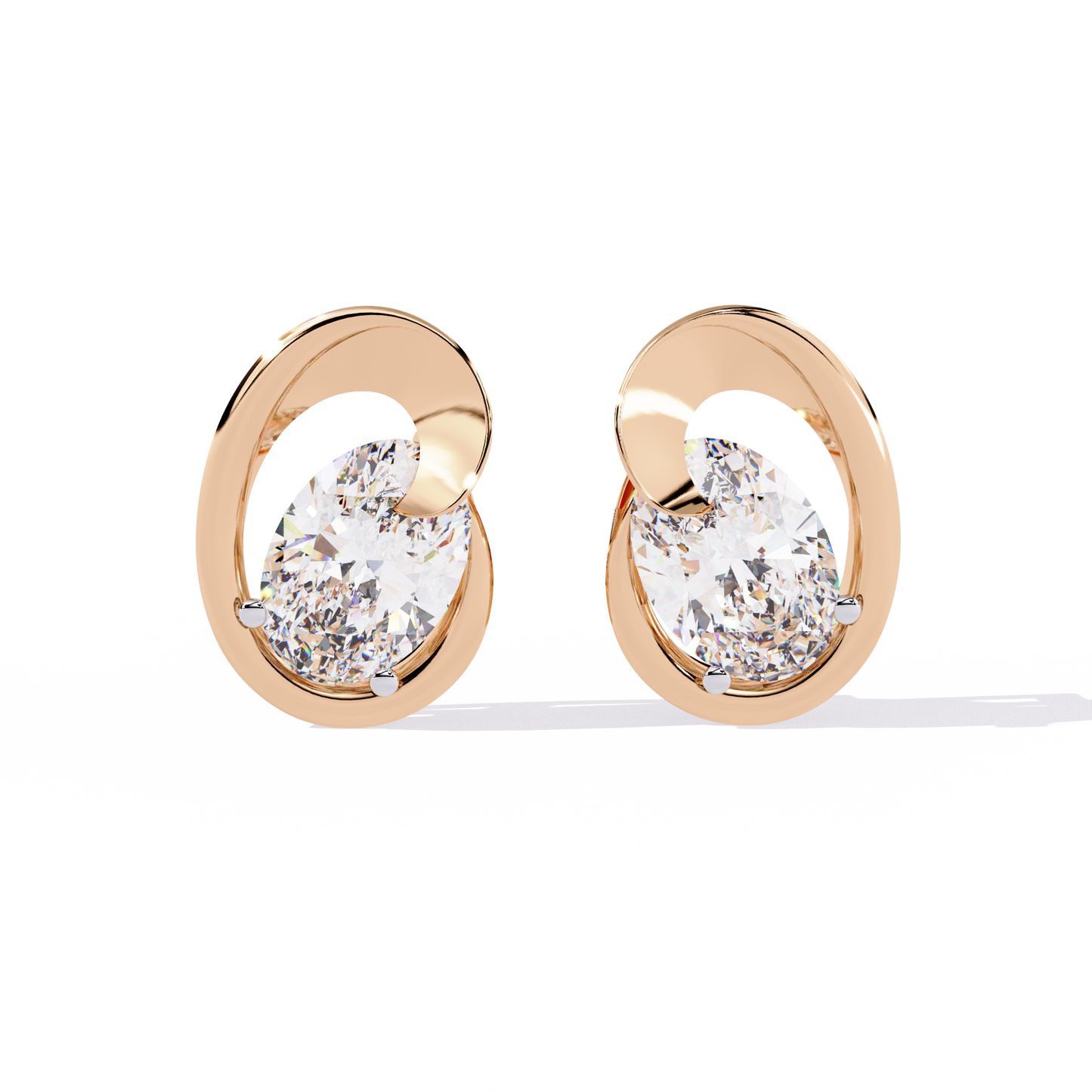 18K Rose Gold Lab Grown Diamond Solitaire Stud Earrings 1.30 ctw DAE-138